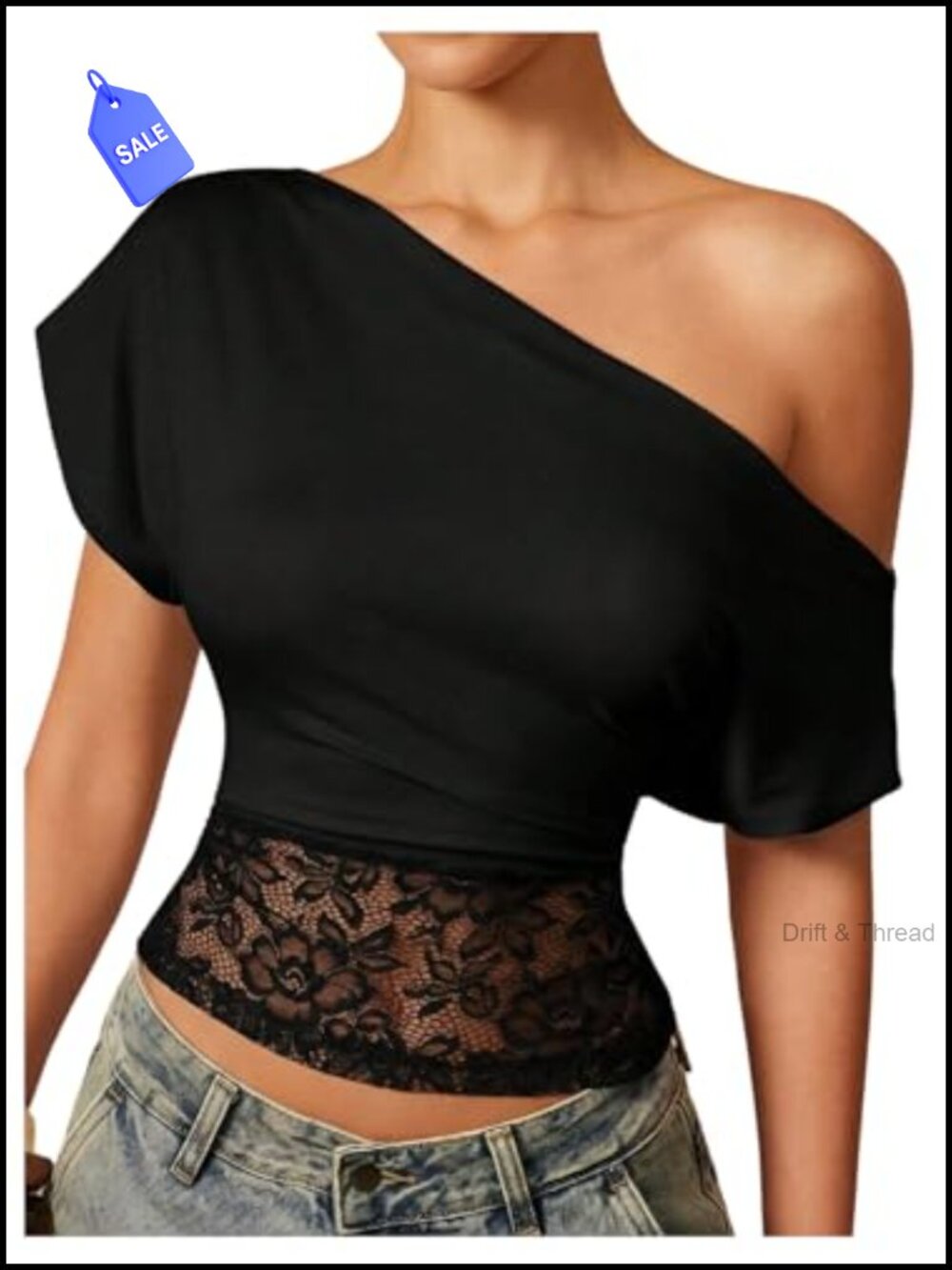 Off Shoulder Lace Ruched T-Shirt Summer Going Out Top